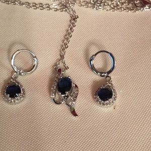 Genuine Blue Cubic Zirconia necklace/earring set